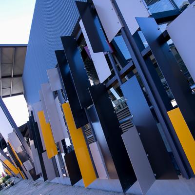 Contemporary architecture of Clarkson campus entrance